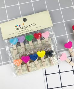 Bộ 12 kẹp gỗ hình tim