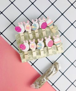 Bộ 10 kẹp gỗ hình thỏ ôm bánh