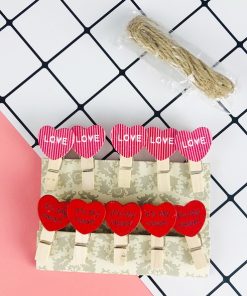 Bộ 10 kẹp gỗ hình tim chữ Love