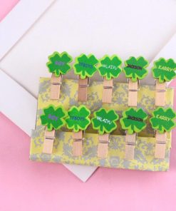 Bộ 10 kẹp gỗ hình cỏ 4 lá
